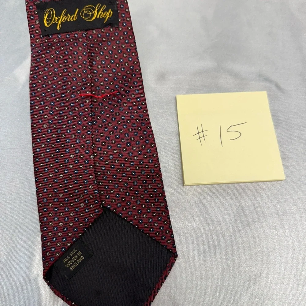 Oxford Shop Red Polka Dot Patterned Men's Tie All Silk Woven in England